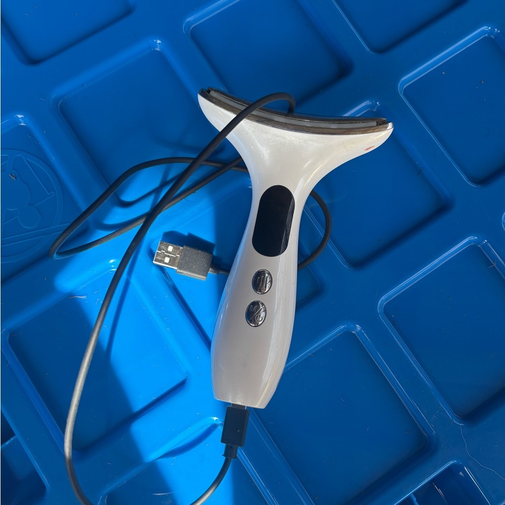 White Facial Massager with USB Cable
